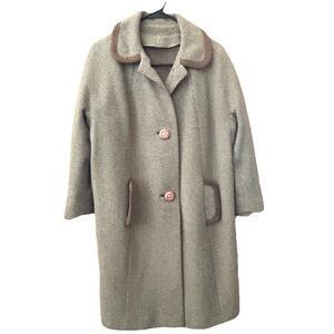 Unbranded Womens Vintage Wool Swing Coat 1950’s Beige Tweed Removable Lining
